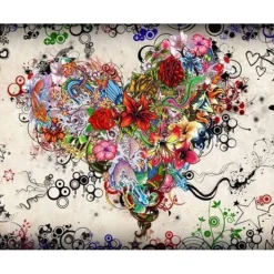 Broderie diamant : Coeur Graffiti - sans chassis en bois - Figured'Art