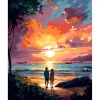 Broderie diamant : Couple et coucher de soleil coloré - sans chassis en bois - Figured'Art