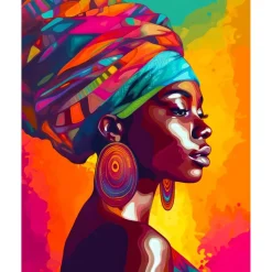 Broderie diamant : Dame africaine lumineuse - sans chassis en bois - Figured'Art