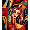 Broderie diamant : Femme abstraite style Picasso - sans chassis en bois - Figured'Art