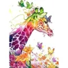 Broderie diamant : Girafe colorée - sans chassis en bois - Figured'Art