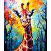 Broderie diamant : Girafe Colorée Abstraite - toile tendue sur chassis - Figured'Art