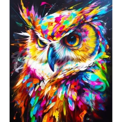 Broderie diamant : Hibou Coloré Abstrait - sans chassis en bois - Figured'Art