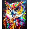 Broderie diamant : Hibou Coloré Abstrait - toile tendue sur chassis - Figured'Art