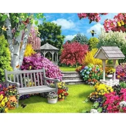 Broderie diamant : Joli Jardin - toile tendue sur chassis - Figured'Art