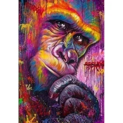 Broderie diamant : King Kong coloré - sans chassis en bois - Figured'Art