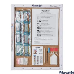 Broderie diamant : Lac en Automne - toile tendue sur chassis - Figured'Art