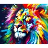 Broderie diamant : Lion Coloré Abstrait - sans chassis en bois - Figured'Art