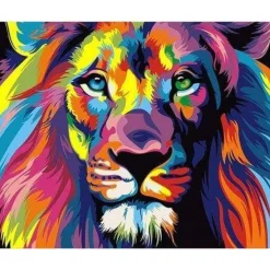 Broderie diamant : Lion Pop Art - sans chassis en bois - Figured'Art