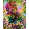 Broderie diamant : Léopard coloré - sans chassis en bois - Figured'Art