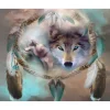 Broderie diamant : Loups et Plumes - sans chassis en bois - Figured'Art