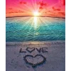 Broderie diamant : Love sur le sable - sans chassis en bois - Figured'Art