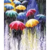 Broderie diamant : Parapluies sous la pluie - sans chassis en bois - Figured'Art