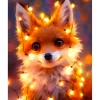Broderie diamant : Petit renard et guirlande éclairée - sans chassis en bois - Figured'Art