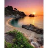 Broderie diamant : Plage calme et Coucher de Soleil - sans chassis en bois - Figured'Art