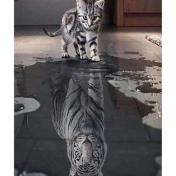 Broderie diamant : Reflet Tigre et Lion - sans chassis en bois - Figured'Art