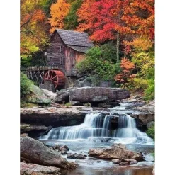 Broderie diamant : Relais de Montagne et Cascade - sans chassis en bois - Figured'Art