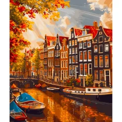 Broderie diamant : Soleil à Amsterdam - toile tendue sur chassis - Figured'Art