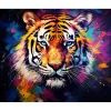 Broderie diamant : Tigre Coloré Abstrait - toile tendue sur chassis - Figured'Art