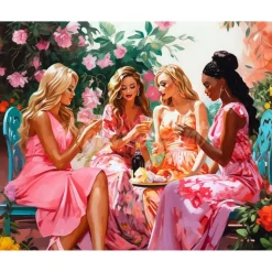 Broderie diamant : Toast des Divas au Jardin - toile tendue sur chassis - Figured'Art