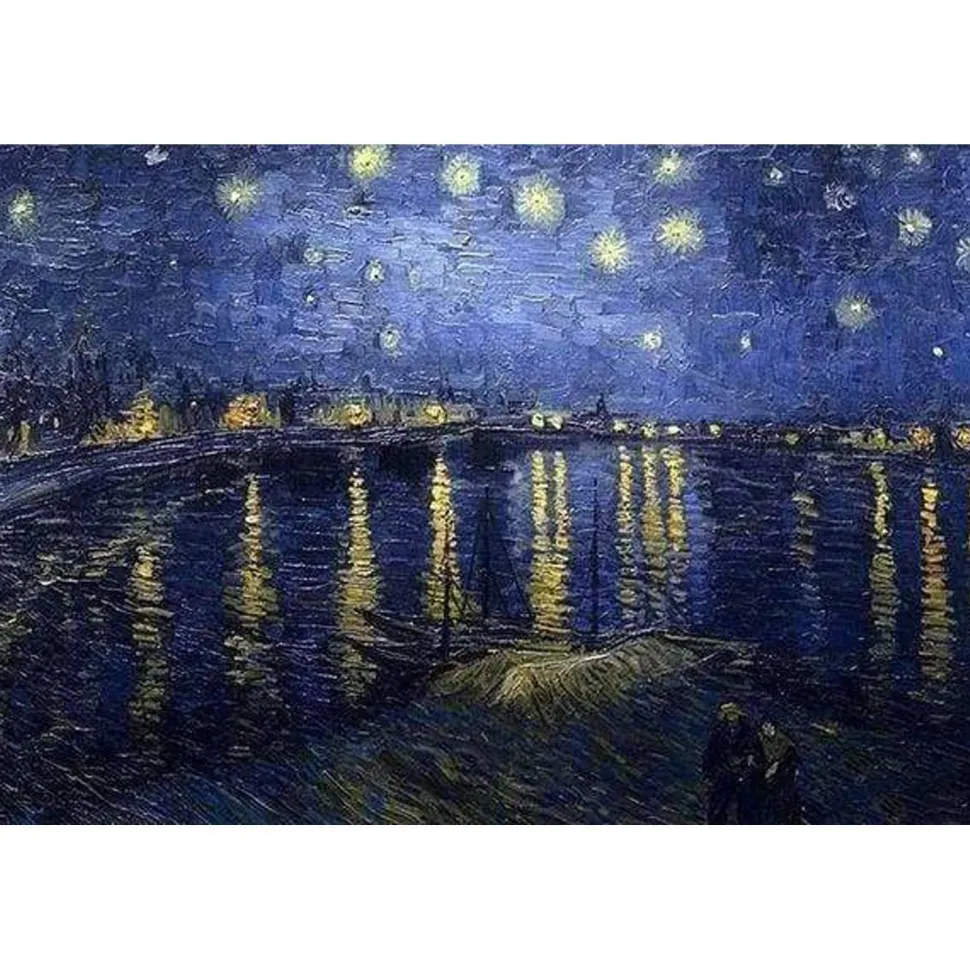 Broderie diamant : Van Gogh Nuit Etoilée sur le Rhône - sans chassis en bois - Figured'Art