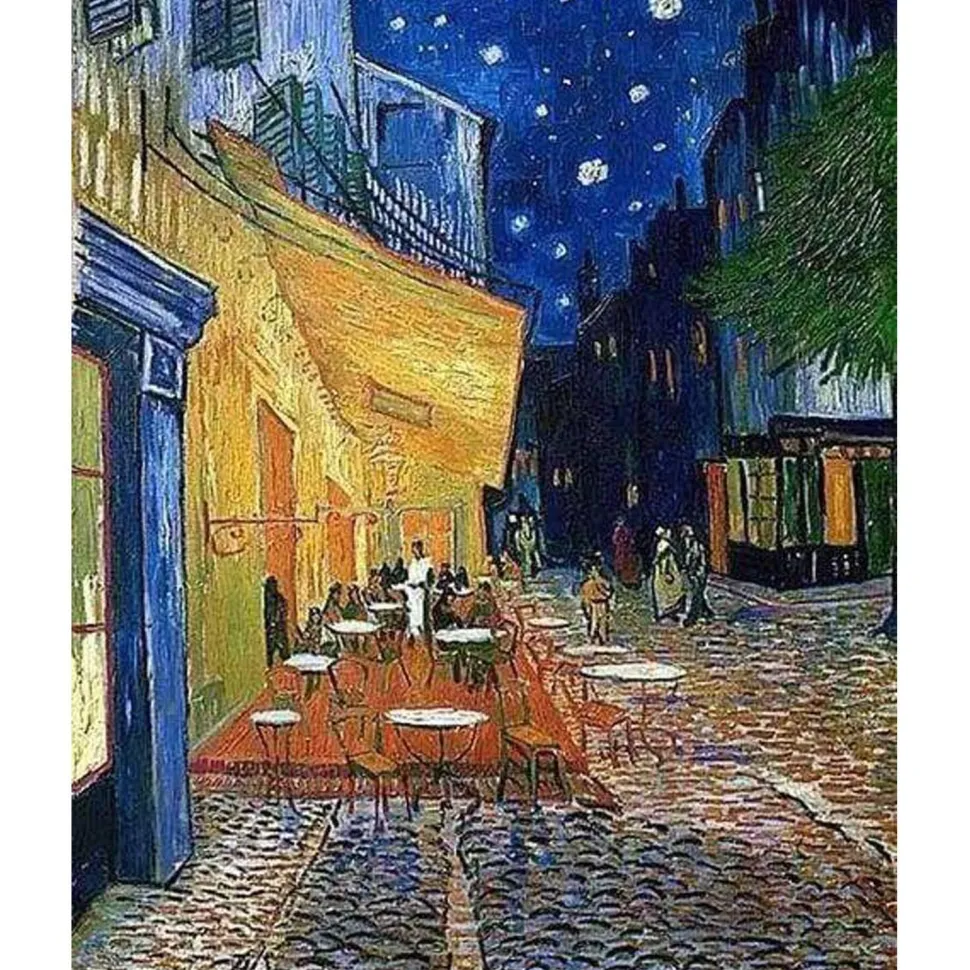 Broderie diamant : Van Gogh Terrasse de Café - sans chassis en bois - Figured'Art