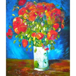 Broderie diamant : Vase avec coquelicots - Van Gogh - toile tendue sur chassis - Figured'Art