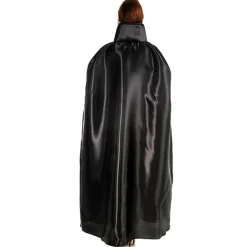 Cape satin 163cm Noire avec col Noir - RueDeLaFete
