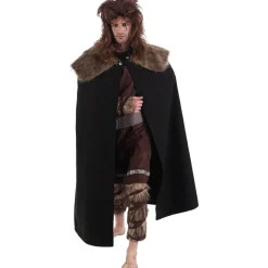 Cape Viking noire super luxe avec fourrure - RueDeLaFete