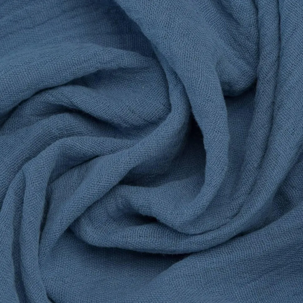 Chemin de table coton gaufré 3m Bleu Denim - RueDeLaFete