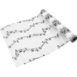 Chemin de table NOTES de MUSIQUE, Blanc Musique - RueDeLaFete