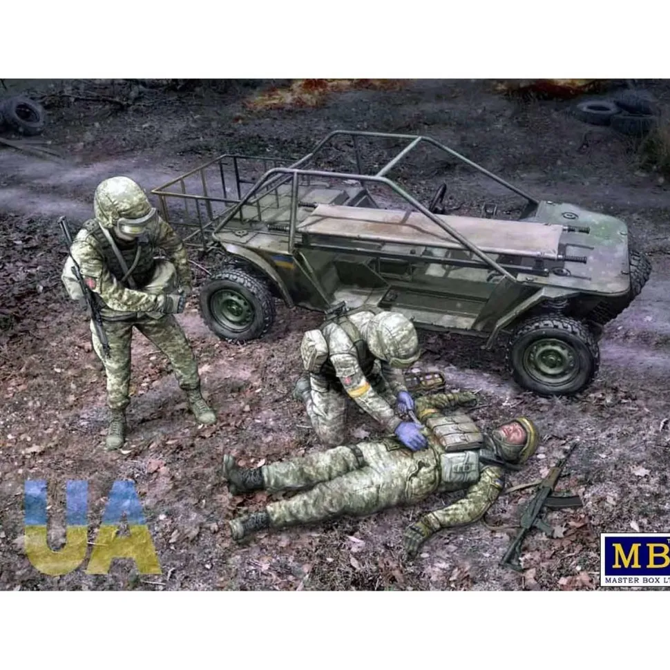 Coffret Buggy Mongoose et figurines : évacuation champ de bataille ukrainien - Master Box