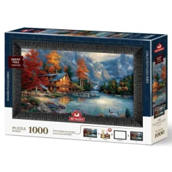 Coffret : Cadre, Colle et Puzzle 1000 pièces : L'Ombre de l'Hiver sur la Rivière - Art Puzzle