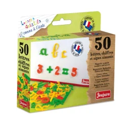Coffret 50 lettres cursives, chiffres et signes aimantés - JeuJura
