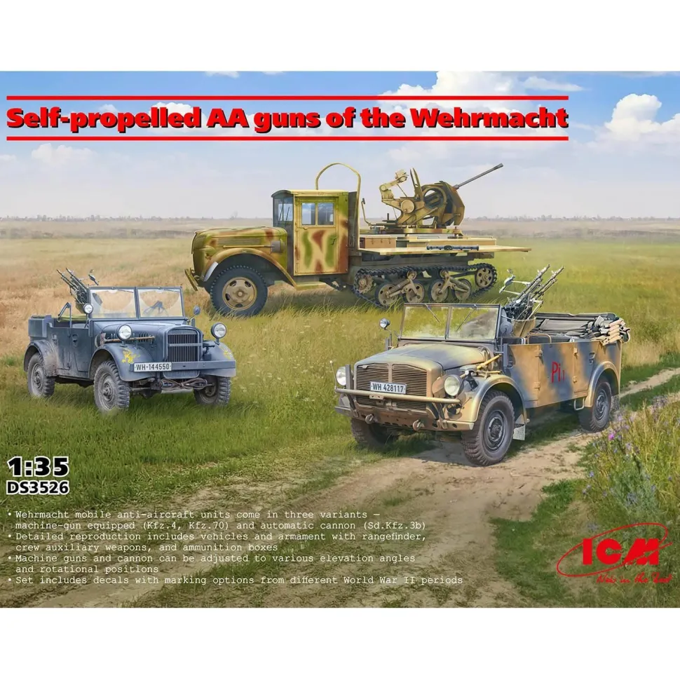 Coffret 3 véhicules militaires : Wehrmacht Self-propelled AA vehicles - ICM