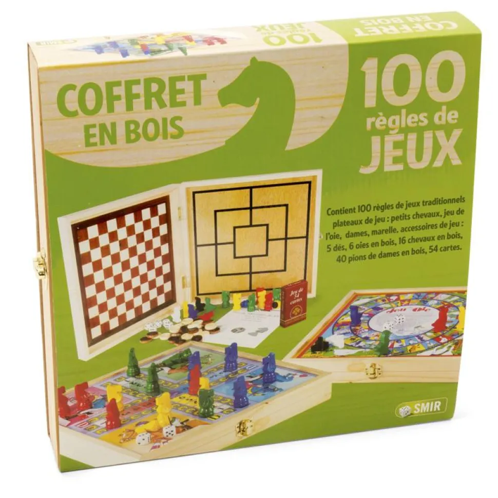 Coffret bois : Jeux de société : 100 jeux - JeuJura