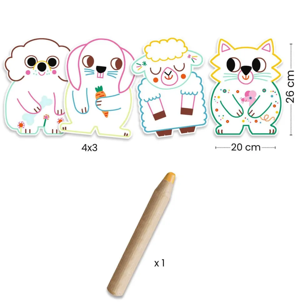 Coffret Coloriage : Animaux familiers à révéler - Djeco