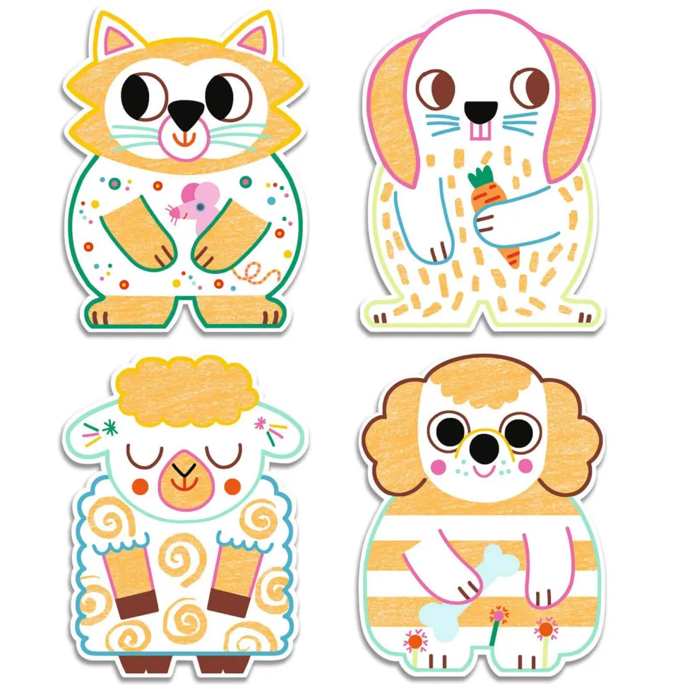 Coffret Coloriage : Animaux familiers à révéler - Djeco