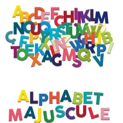 Coffret de magnets en bois - 77 lettres majuscules - Vilac