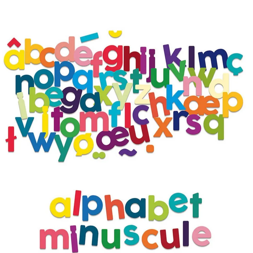Coffret de magnets en bois - 80 lettres minuscules - Vilac