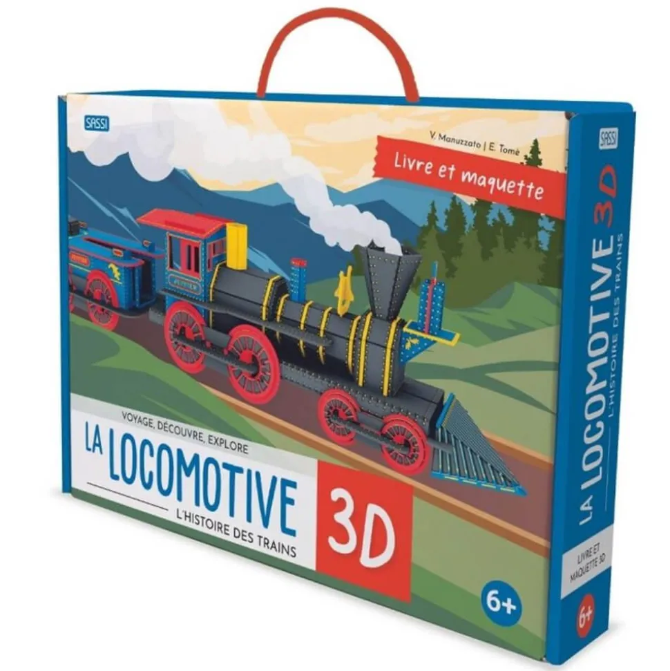 Coffret livre et maquette : Voyage, découvre, explore : La locomotive 3D, l'histoire des trains - Sassi