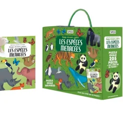 Coffret livre et puzzle de 205 pièces : Voyage, Découvre, Explore : Les espèces menacées - Sassi