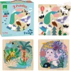 Coffret puzzles en bois 3x16 pièces : Terre - Vilac