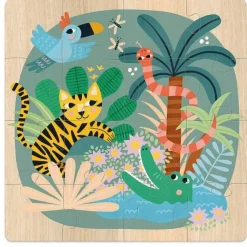 Coffret puzzles en bois 3x16 pièces : Terre - Vilac