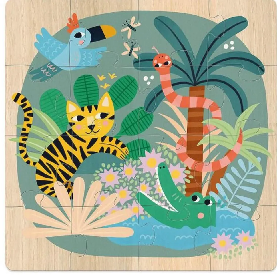 Coffret puzzles en bois 3x16 pièces : Terre - Vilac