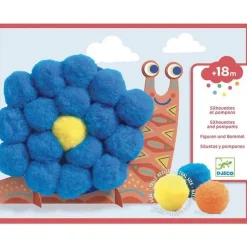 Coffret silhouettes et pompons : Animaux tout doux - Djeco