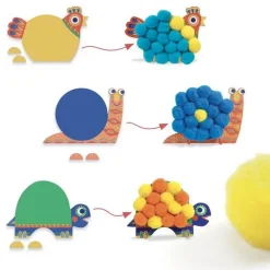 Coffret silhouettes et pompons : Animaux tout doux - Djeco