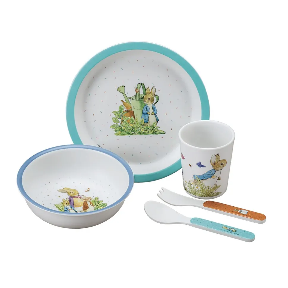 Coffret vaisselle Pierre Lapin bleu : 5 pièces - Petit Jour Paris