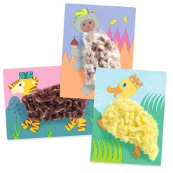 COLLAGES : Laine & scratch - Avec un chapeau - Djeco