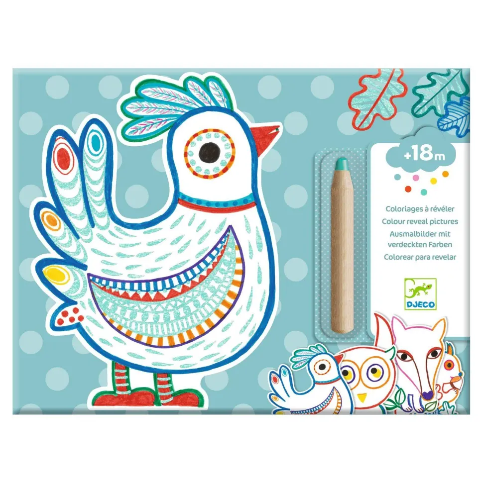 COLORIAGE : Animaux de la forêt à révéler - Djeco